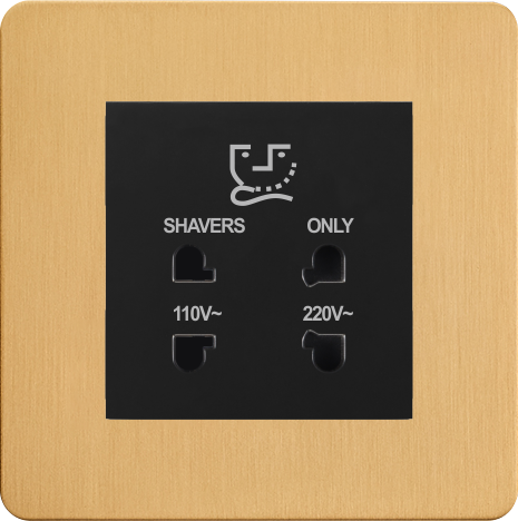 Shaver Socket 10A in Matt Gold / Matt Black Finish