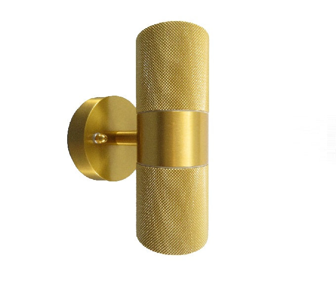 KNURLED- Brushed Brass/ Matt Gold GU10 UP/DOWN IP44 Indoor/Outdoor Wall Light Bi-Directional Wall-Mounted, Corrosion-Resistant Die-Cast