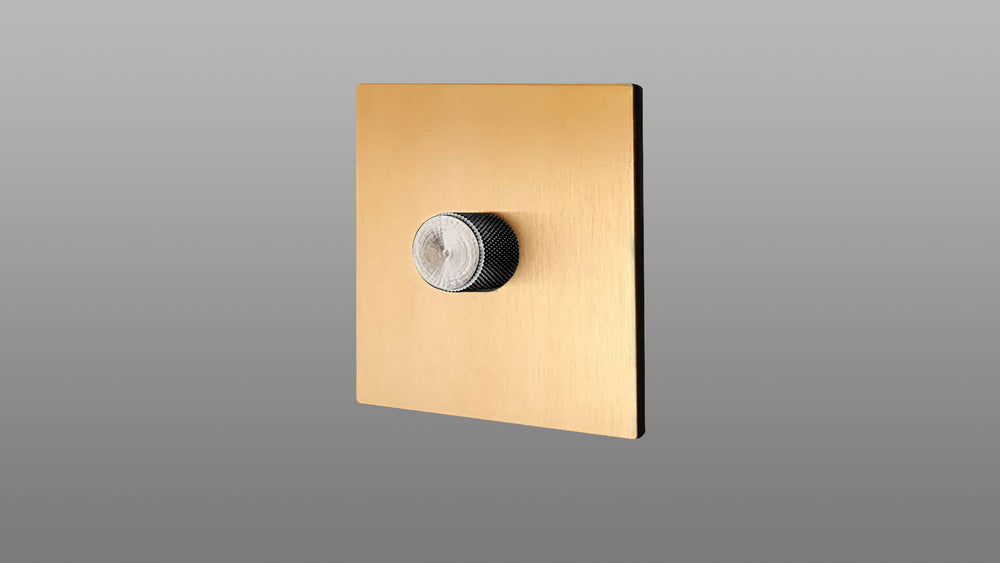 1 Gang Stainless Steel Knurled Dimmer Switch with Brushed Brass / Matt Gold Plate