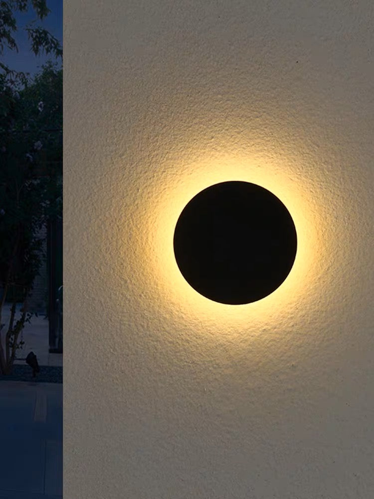12W Black Round Backlit LED Interior / Exterior Outdoor Wall Light, IP ...