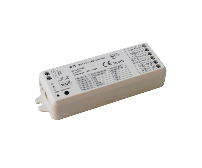 WT5 WiFi RF 5 in 1 LED Controller Used to Control RGB RGBW RGB